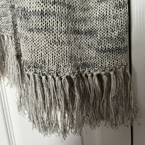 Joie Sona Open Front Cardigan Heather Gray Fringe Hem Poncho XXS Linen blend - Picture 4 of 8